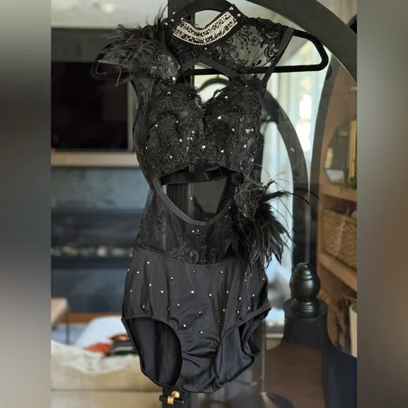 ⭐️🎹Custom Black Leotard Jazz Dance Costume or Chicago Halloween costume👠 - Picture 2 of 14
